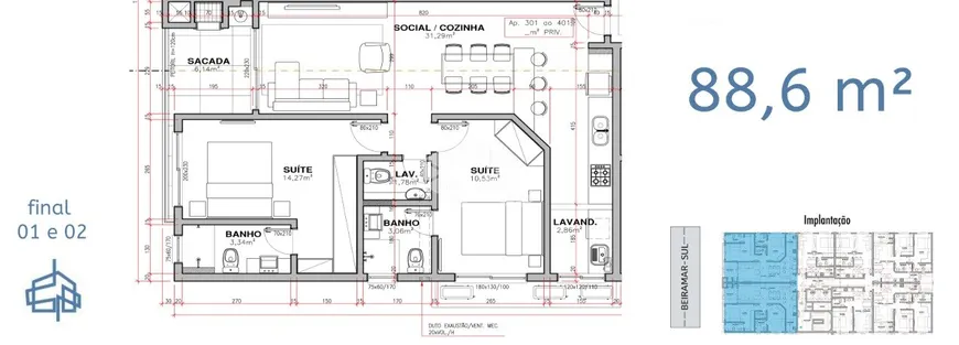 Foto 1 de Apartamento com 2 Quartos à venda, 89m² em Saco dos Limões, Florianópolis