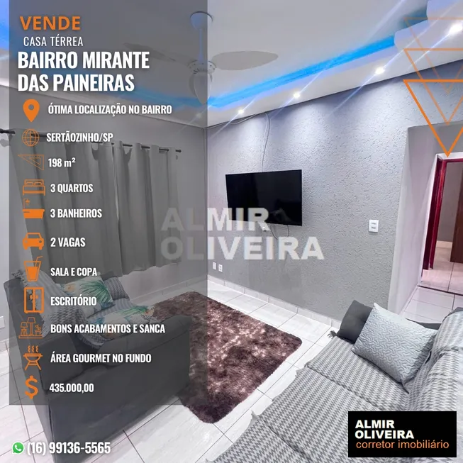 Foto 1 de Casa com 3 Quartos à venda, 198m² em Jardim das Palmeiras, Sertãozinho
