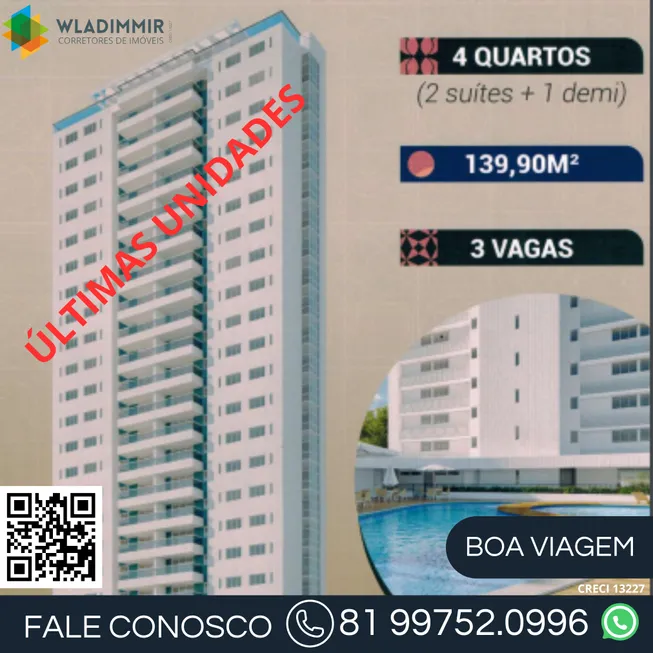 Foto 1 de Apartamento com 4 Quartos à venda, 140m² em Boa Viagem, Recife