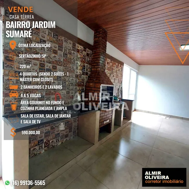 Foto 1 de Casa com 4 Quartos à venda, 220m² em Jardim Sumare, Sertãozinho