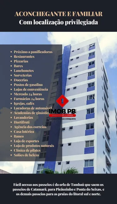 Foto 1 de Apartamento com 2 Quartos à venda, 55m² em Tambaú, João Pessoa