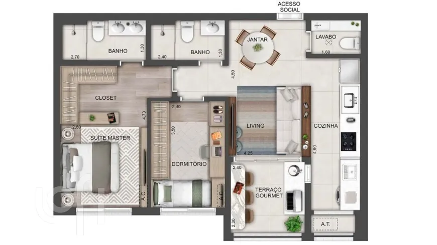 Foto 1 de Apartamento com 2 Quartos à venda, 70m² em Brooklin, São Paulo