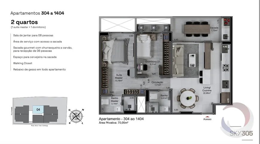 Foto 1 de Apartamento com 2 Quartos à venda, 70m² em Estreito, Florianópolis