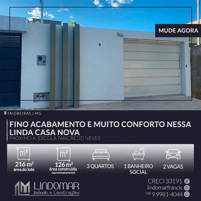 Foto 1 de Casa com 2 Quartos à venda, 100m² em Centro, Taiobeiras