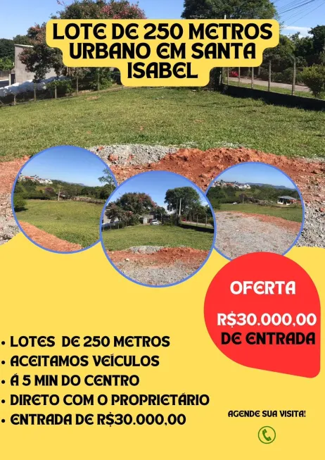 Foto 1 de Lote/Terreno à venda, 250m² em Jardim Eldorado, Santa Isabel