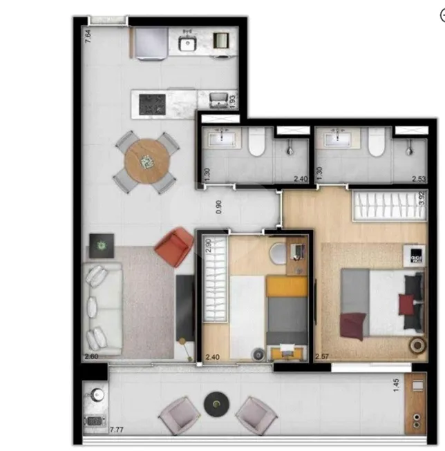 Foto 1 de Apartamento com 2 Quartos à venda, 68m² em Brooklin, São Paulo