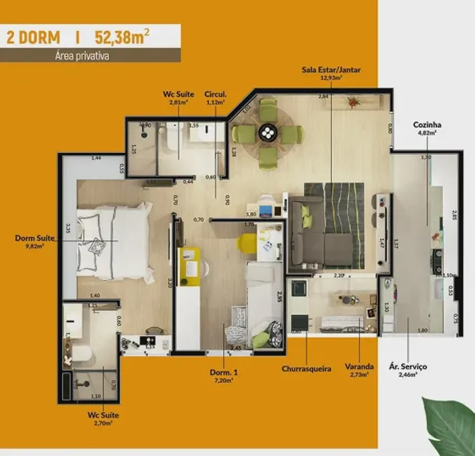 Foto 1 de Apartamento com 2 Quartos à venda, 52m² em Parque Residencial Flamboyant, São José dos Campos