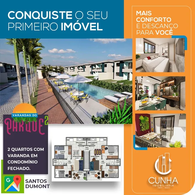 Foto 1 de Casa de Condomínio com 2 Quartos à venda, 46m² em Santos Dumont, Maceió