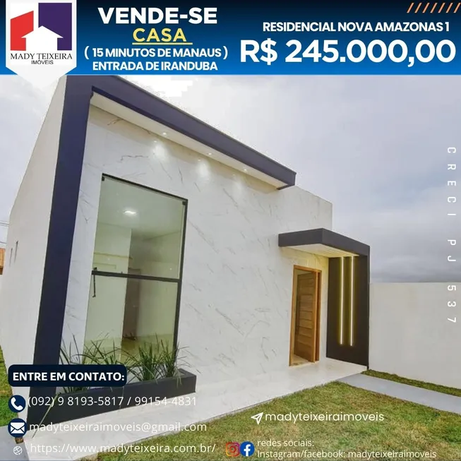 Foto 1 de Casa com 2 Quartos à venda, 58m² em Cacau Pirera, Iranduba