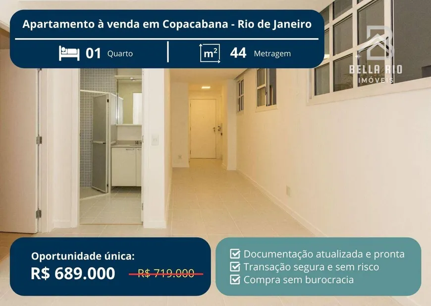 Foto 1 de Apartamento com 1 Quarto à venda, 44m² em Copacabana, Rio de Janeiro