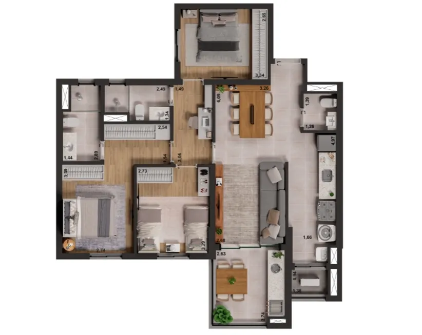 Foto 1 de Apartamento com 3 Quartos à venda, 96m² em Alphaville Nova Esplanada, Votorantim