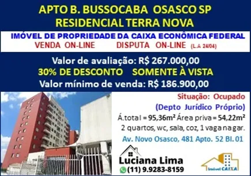 Foto 1 de Apartamento com 2 Quartos à venda, 54m² em Bussocaba, Osasco