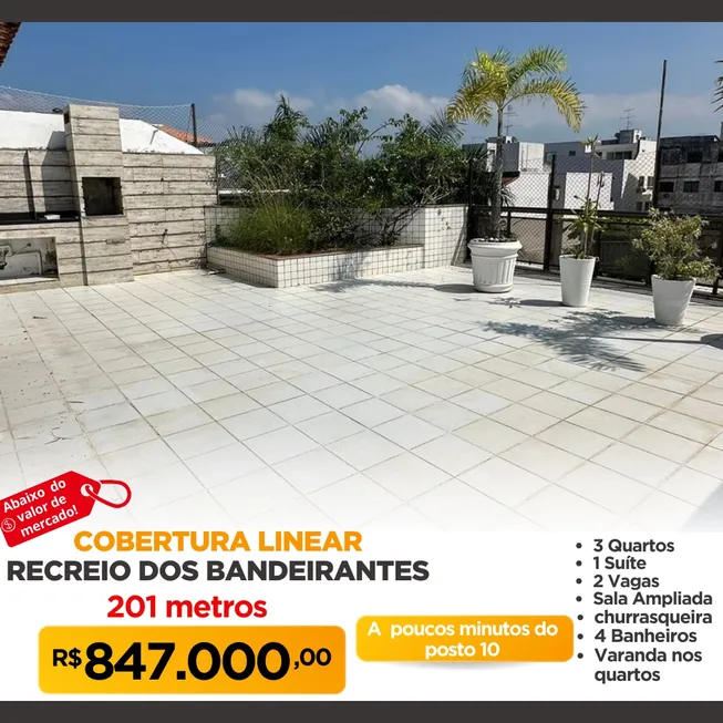 Foto 1 de Cobertura com 3 Quartos à venda, 200m² em Recreio Dos Bandeirantes, Rio de Janeiro