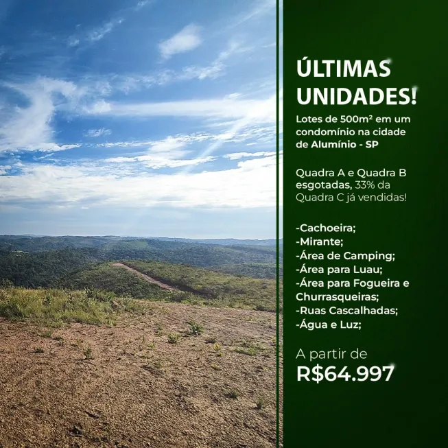 Foto 1 de Lote/Terreno à venda, 500m² em Centro, Alumínio