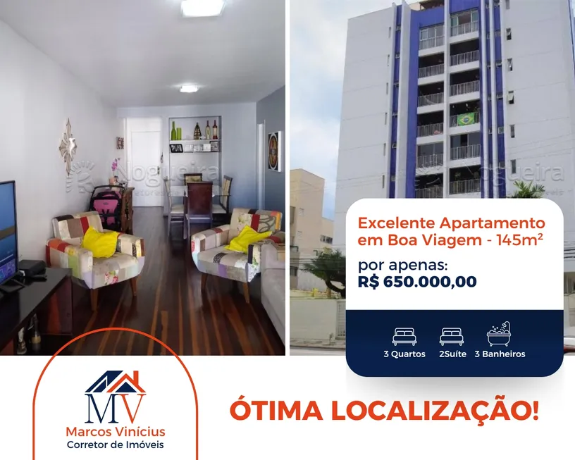 Foto 1 de Apartamento com 3 Quartos à venda, 145m² em Boa Viagem, Recife