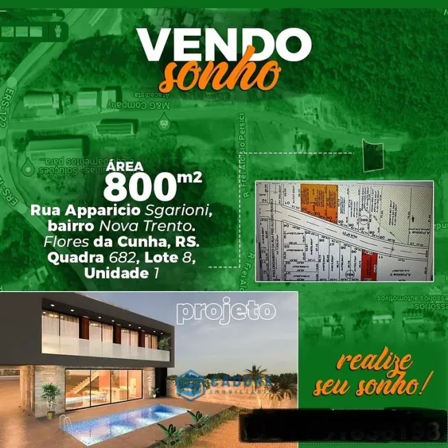 Foto 1 de Lote/Terreno à venda, 799m² em , Flores da Cunha