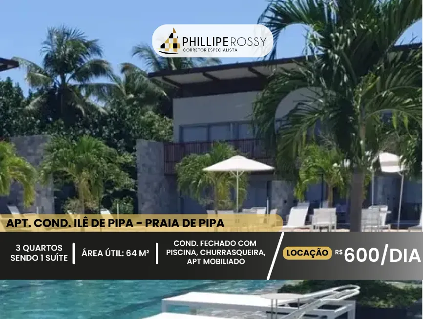 Foto 1 de Apartamento com 2 Quartos para alugar, 64m² em Praia de Pipa, Tibau do Sul