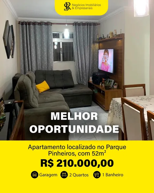 Foto 1 de Apartamento com 2 Quartos à venda, 52m² em Parque Pinheiros, Taboão da Serra