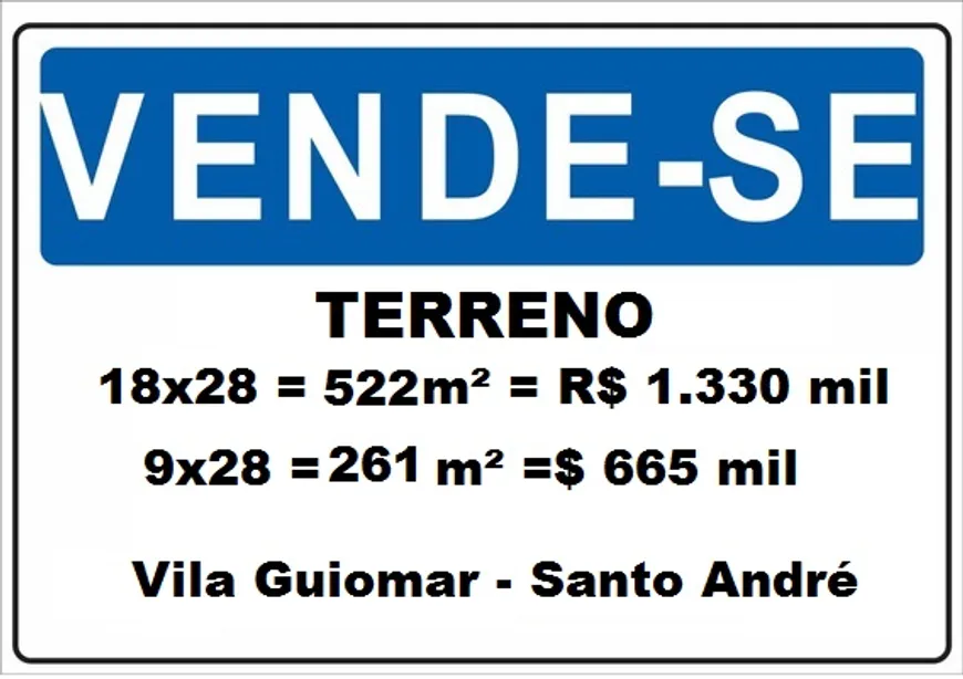 Foto 1 de Lote/Terreno à venda, 504m² em Vila Guiomar, Santo André