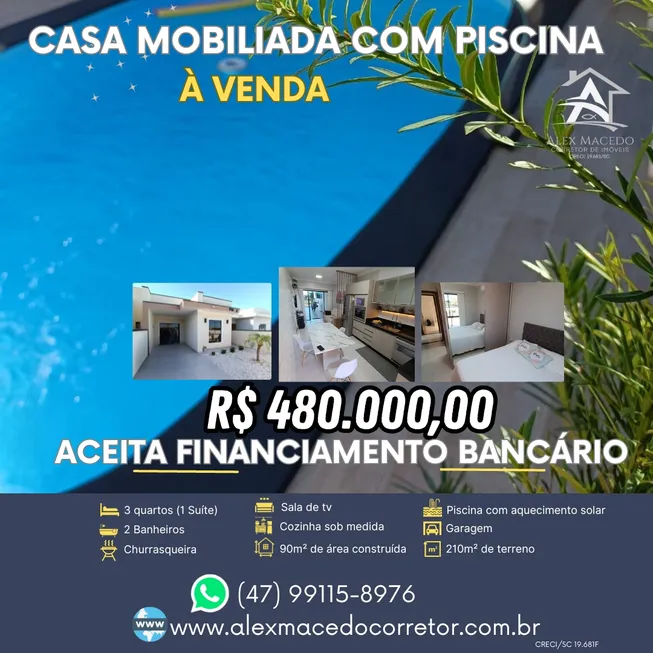 Foto 1 de Casa com 3 Quartos à venda, 90m² em Quinta Dos Acorianos, Barra Velha