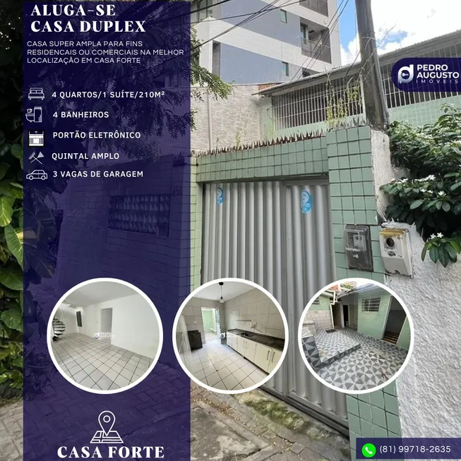 Foto 1 de Casa com 4 Quartos para alugar, 210m² em Casa Forte, Recife