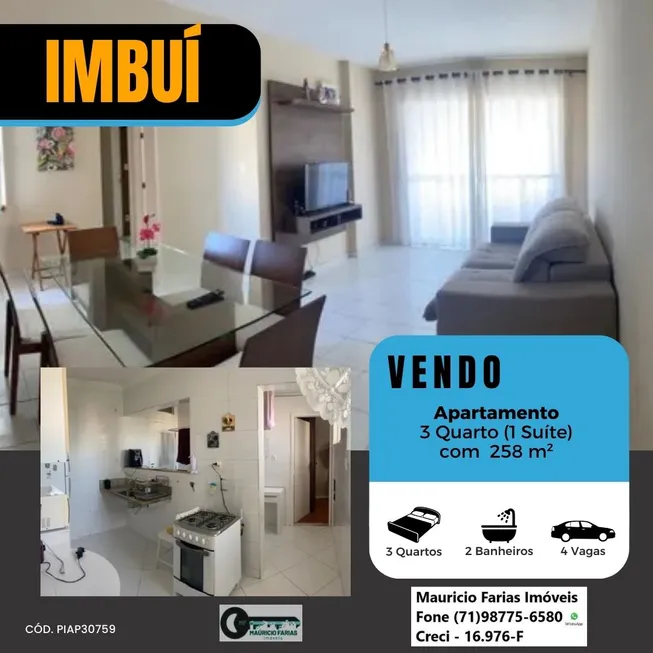 Foto 1 de Apartamento com 3 Quartos à venda, 103m² em Imbuí, Salvador