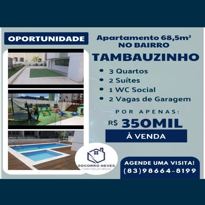 Foto 1 de Apartamento com 3 Quartos à venda, 68m² em Tambauzinho, João Pessoa