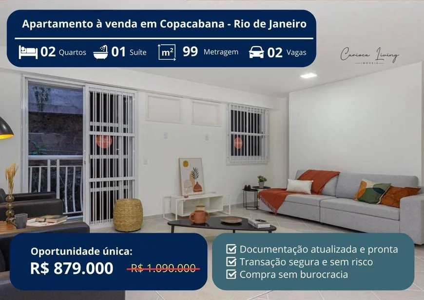 Foto 1 de Apartamento com 2 Quartos à venda, 99m² em Copacabana, Rio de Janeiro