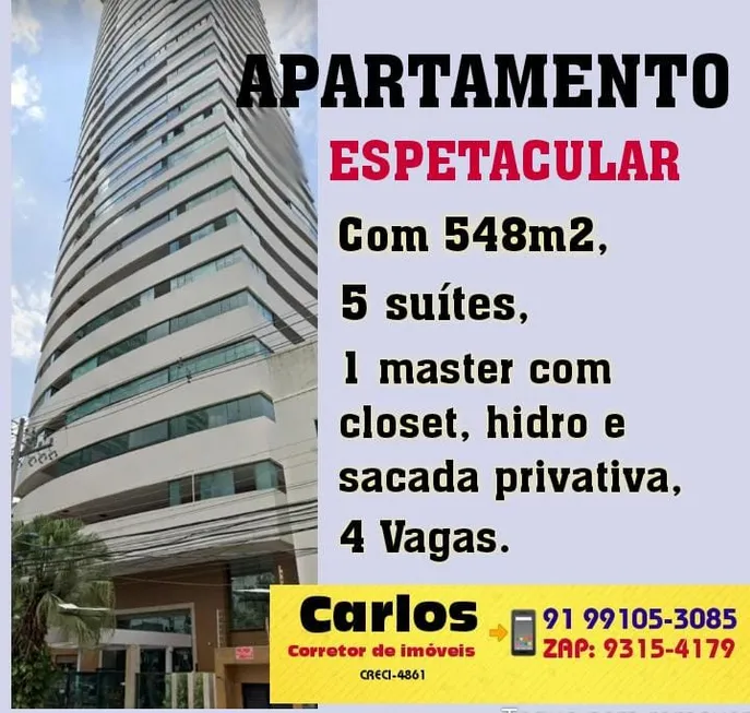 Foto 1 de Apartamento com 4 Quartos à venda, 548m² em Nazaré, Belém