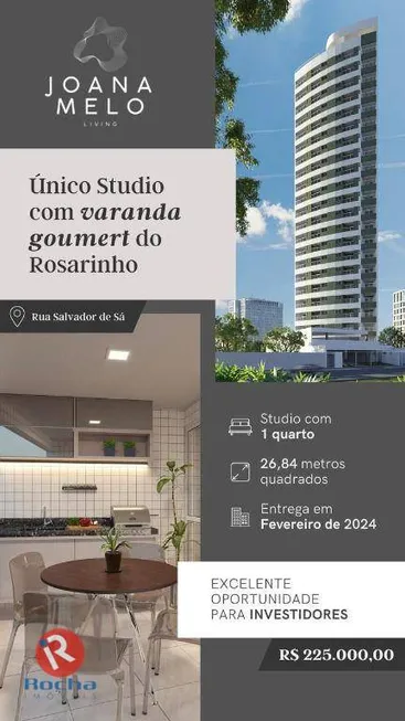 Foto 1 de Apartamento com 1 Quarto à venda, 27m² em Rosarinho, Recife