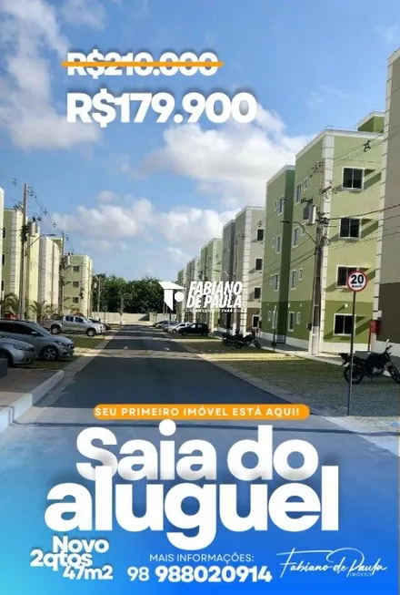 Foto 1 de Apartamento com 2 Quartos à venda, 47m² em Loteamento Jardim Turu, São José de Ribamar