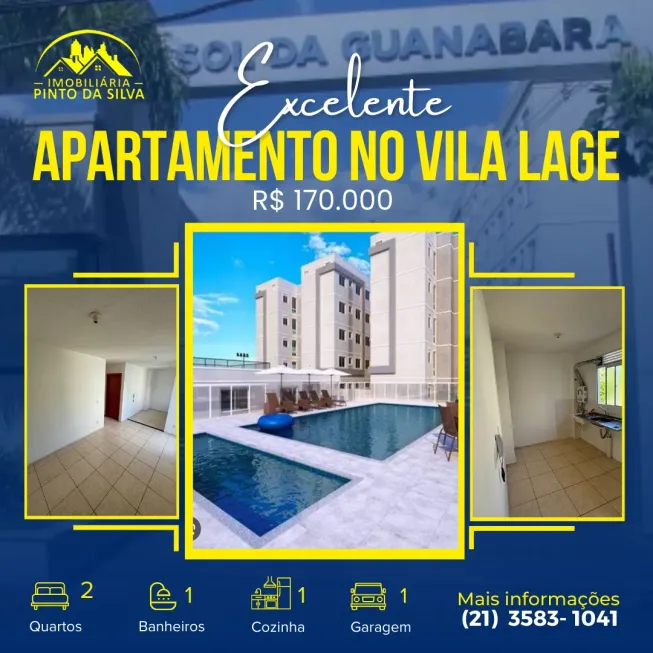 Foto 1 de Apartamento com 2 Quartos à venda, 44m² em Vila Lage, São Gonçalo