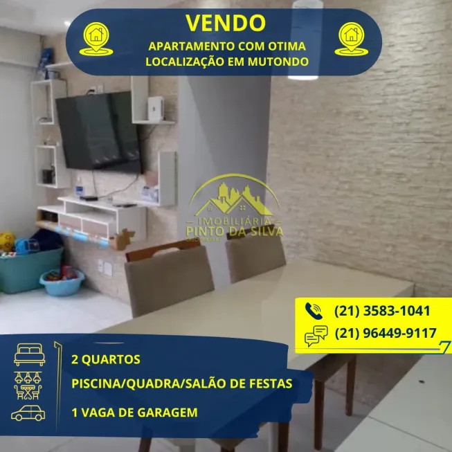 Foto 1 de Apartamento com 2 Quartos à venda, 53m² em Mutondo, São Gonçalo