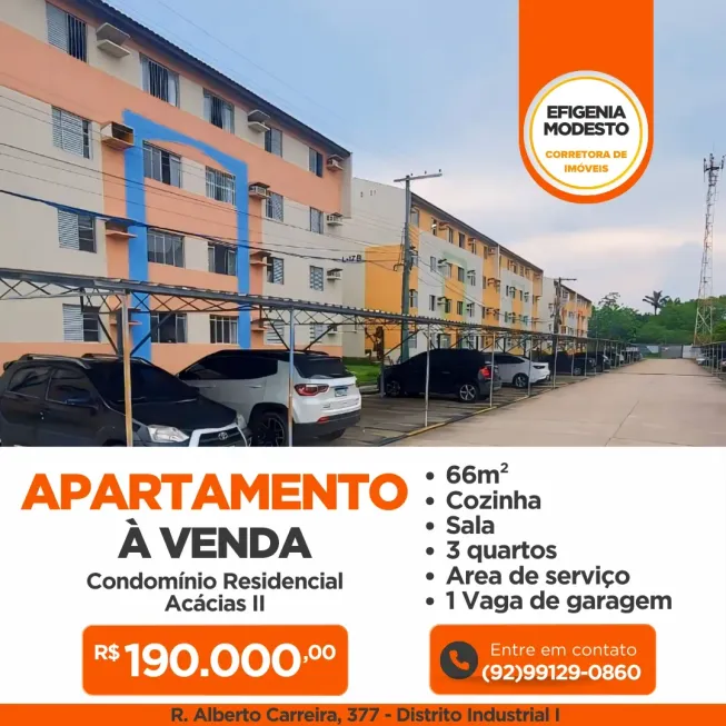 Foto 1 de Apartamento com 3 Quartos à venda, 66m² em Distrito Industrial I, Manaus