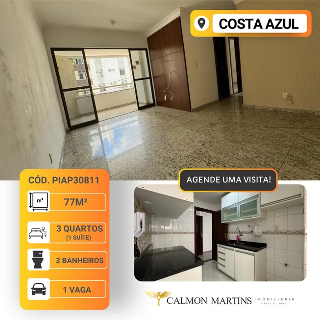 Foto 1 de Apartamento com 3 Quartos à venda, 77m² em Costa Azul, Salvador