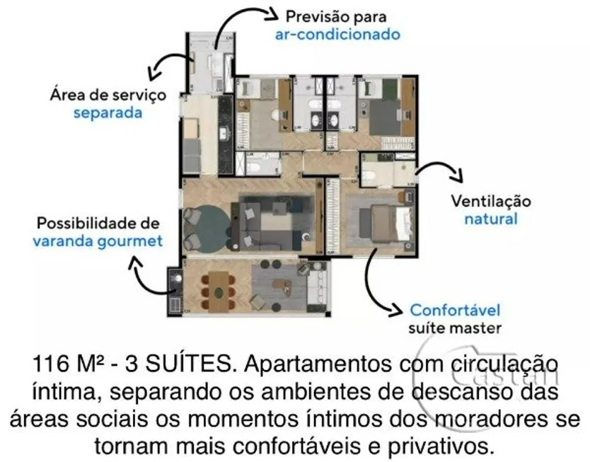 Foto 1 de Apartamento com 3 Quartos à venda, 116m² em Móoca, São Paulo