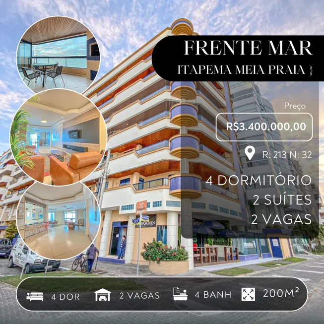 Foto 1 de Apartamento com 4 Quartos à venda, 180m² em Meia Praia, Itapema