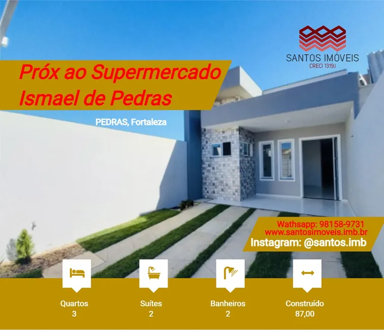 Foto 1 de Casa com 3 Quartos à venda, 87m² em Pedras, Fortaleza