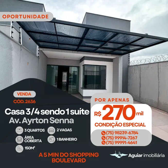 Foto 1 de Casa com 3 Quartos à venda, 150m² em Sao Joao, Feira de Santana