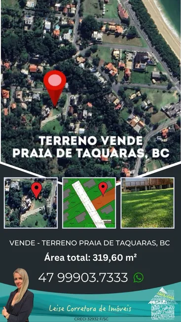 Foto 1 de Lote/Terreno com 1 Quarto à venda, 319m² em Taquaras, Balneário Camboriú