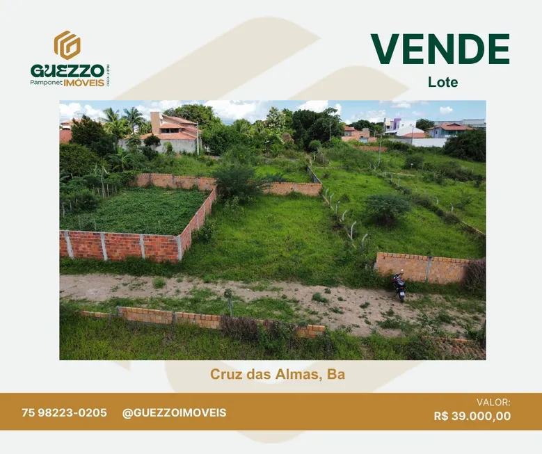 Foto 1 de Lote/Terreno à venda, 299m² em Centro, Cruz das Almas