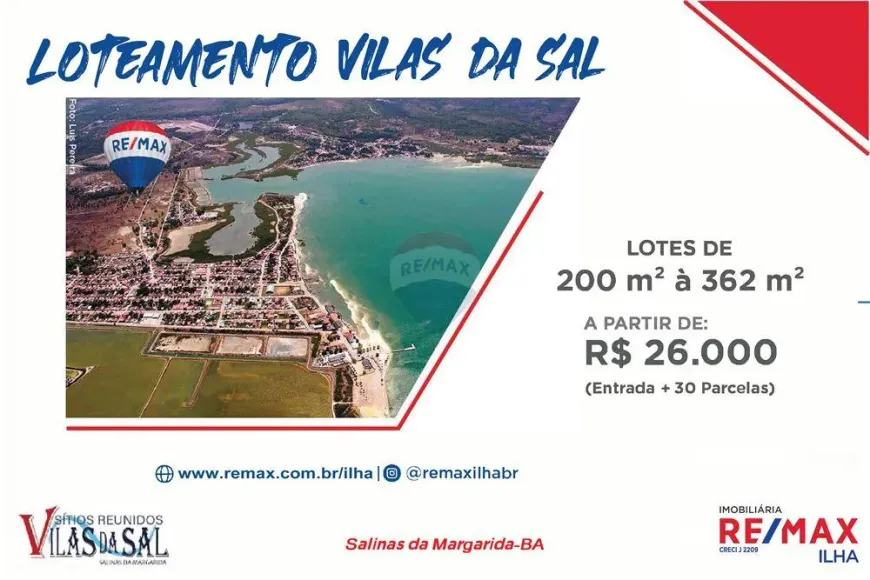 Foto 1 de Lote/Terreno à venda, 200m² em Centro, Salinas da Margarida