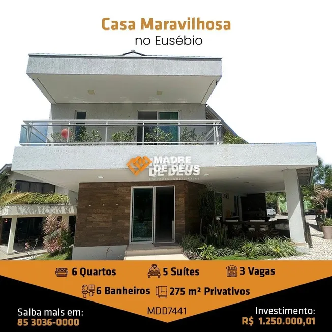 Foto 1 de Casa de Condomínio com 6 Quartos à venda, 275m² em Eusebio, Eusébio