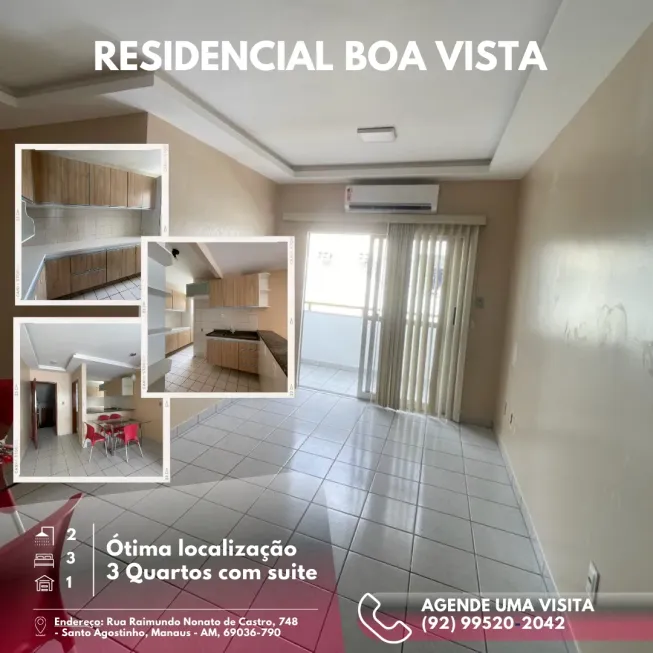 Foto 1 de Apartamento com 3 Quartos para alugar, 74m² em Santo Agostinho, Manaus