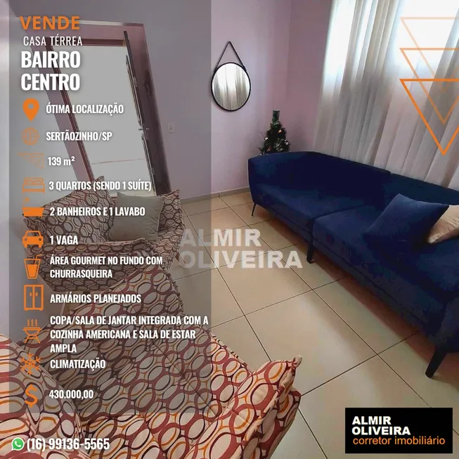 Foto 1 de Casa com 3 Quartos à venda, 139m² em Centro, Sertãozinho