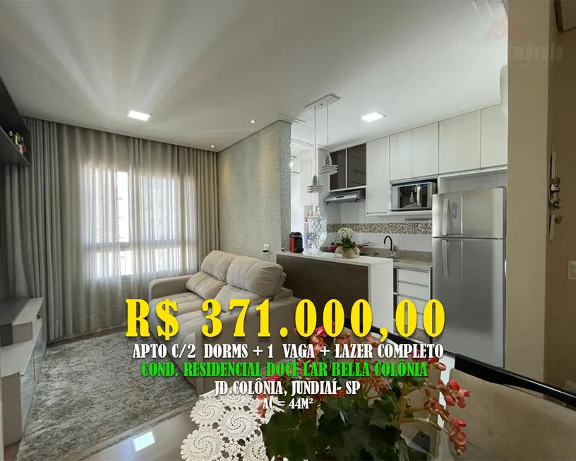 Foto 1 de Apartamento com 2 Quartos à venda, 44m² em Jardim Colonia, Jundiaí