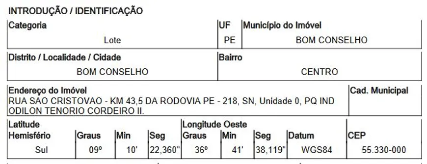 Foto 1 de Lote/Terreno à venda, 5403m² em Centro, Bom Conselho