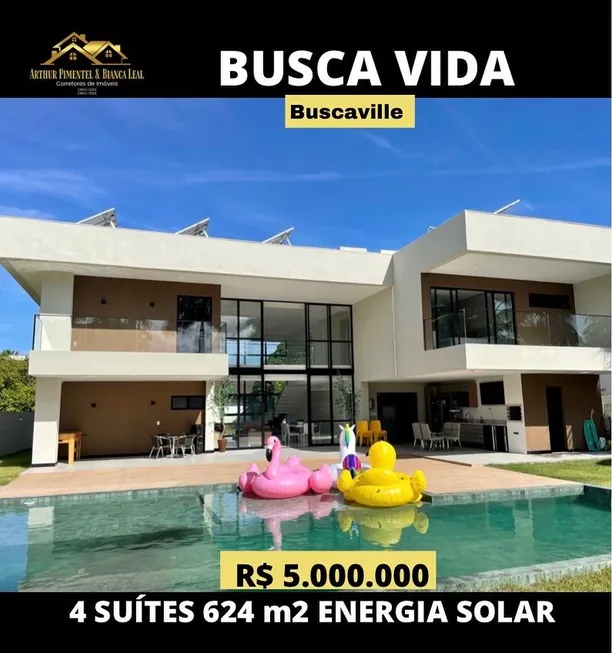 Foto 1 de Casa de Condomínio com 4 Quartos à venda, 624m² em Buscaville, Camaçari