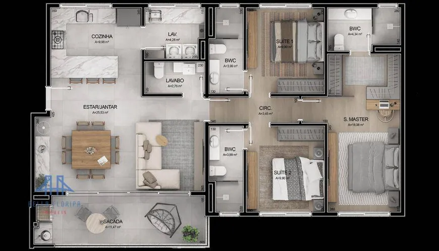 Foto 1 de Apartamento com 3 Quartos à venda, 128m² em Cacupé, Florianópolis