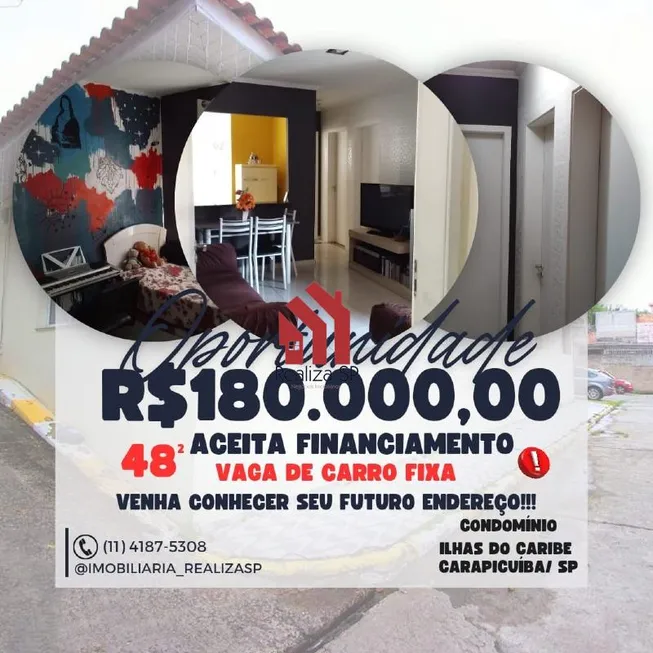 Foto 1 de Apartamento com 2 Quartos à venda, 48m² em Jardim Santa Tereza, Carapicuíba